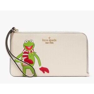 Kate Spade Disney The Muppets Wristlet Bag Wallet Purse Kermit The Frog NWT